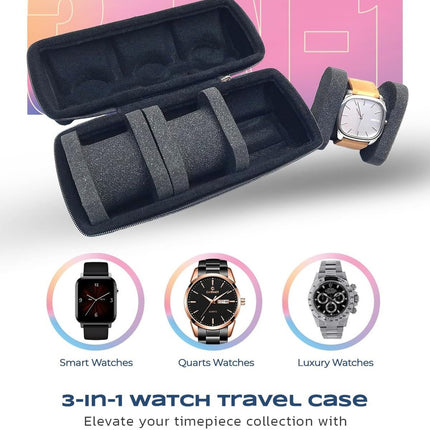Estuche Caja Viaje Case Para Relojes 3 Ranuras Regalo Hombre