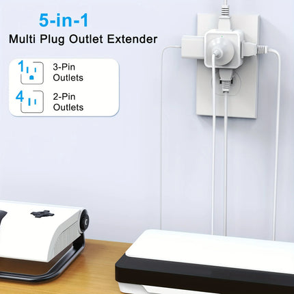 2 Enchufes Multicontacto Múltiple 5 Tomas Divisor Portátil
