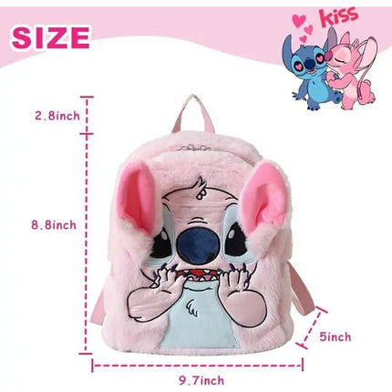 Mochila Stitch Regreso A Clases Peluche Felpa Bolso Escolar Para Niños Y Niñas