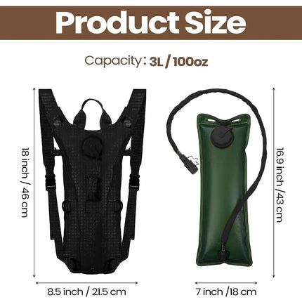 Mochila Hidratacion 3 Litros Tactica Bolsa De Agua Ciclismo