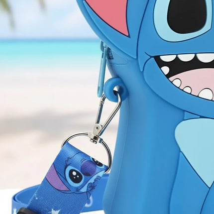 Bolso Monedero Stitch De Silicona Correa Para Niñas Y Niños