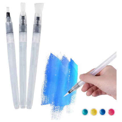 3 Pinceles De Agua Recargables Acuarela Dibujo Punta Plana