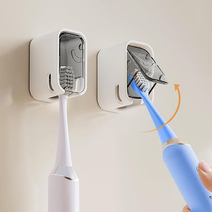 Soporte Cepillos Dientes Pared Baño C/tapa Antipolvo X2