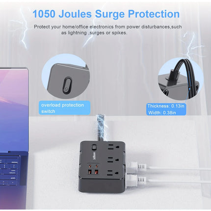 Multicontacto Extension Protector Sobretensión 6 Tomas 4 Usb