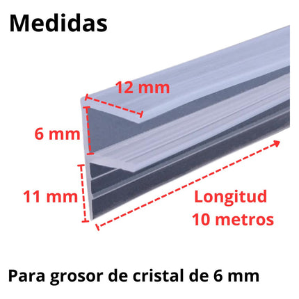 10mts Tira Sellado Puerta Ventana Cristal Vidrio Cancel En F