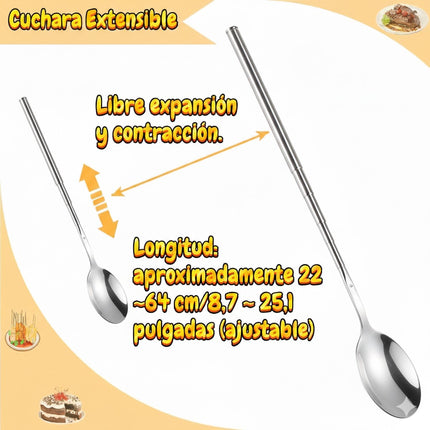 Tenedor o Chuchara Telescópico Extensible Acero Inoxidable Barbacoa