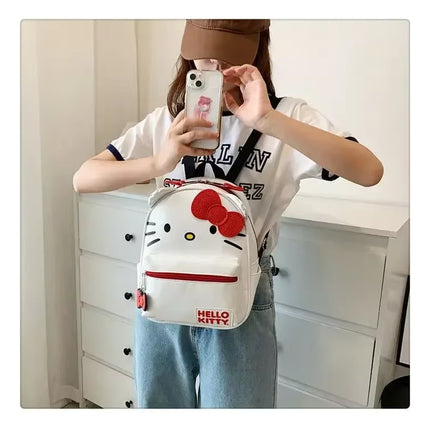 Mochila Regreso A Clases Escolar Hello Kitty Blanca Kawaii Cute Para Mujer Y Niña, Bolso Blanco Anime Adorable Ideal Para Escuela, Viaje O Uso Diario