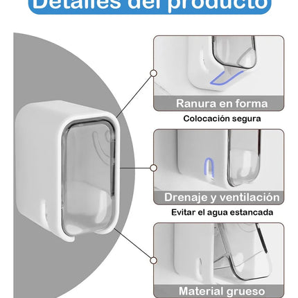 Soporte Cepillos Dientes Pared Baño C/tapa Antipolvo X2