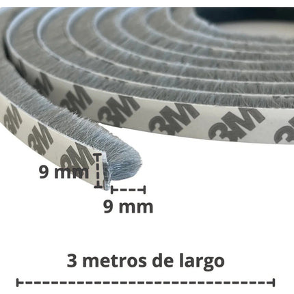 3m Burlete Rigido Sello Puerta Cristal 10mm Con Tira Cepillo
