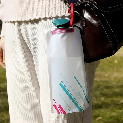 2pzas Botella De Agua Plegable 700ml Bolsa Para Agua Viaje