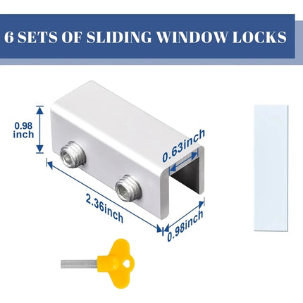 5 piezas Bloqueo de Seguridad para Ventanas y Puertas Corredizas, Ajustable con Llave