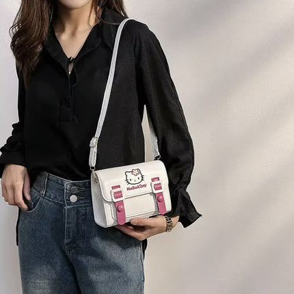 Bolso Hello Kitty Blanca Kawaii Cute Para Mujer Y Niña Con Correa De Hombro, Bolso Sanrio Anime Adorable Ideal Para Escuela, Viaje O Uso Diario
