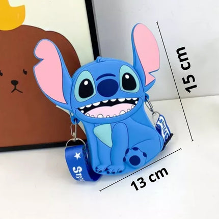 Bolso Monedero Stitch De Silicona Correa Para Niñas Y Niños