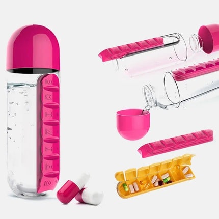 Pastillero Semanal Con Botella De Agua Medicina Pastillas
