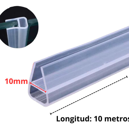 10mt Tira Sellado U Puerta Cristal Burlete Cancel Baño Ducha