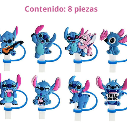 8 Pzs Tapadera Tapon Para Popotes 1cm De Lilo Y Stitch Angel