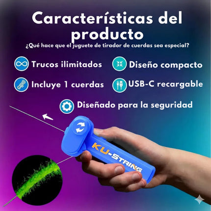 Juguete Lanzador De Cuerda Led Rope Launcher Ku String Niños