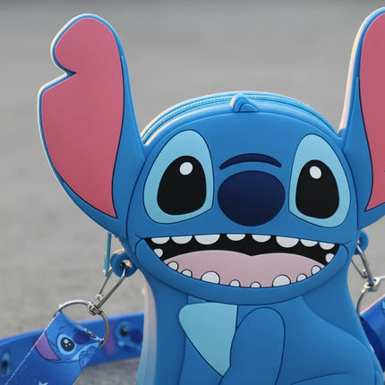Bolso Monedero Stitch De Silicona Correa Para Niñas Y Niños
