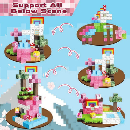 100 Cubos Magnéticos Construcción Minecraft Arcoiris Niñas