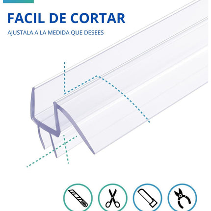 2 Burlete Tira Acrilico+pvc Para Puerta Cristal Baño Ducha