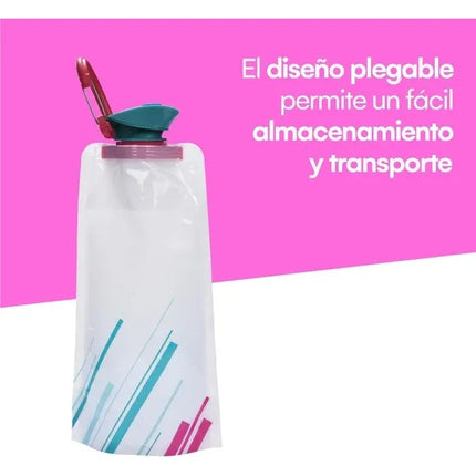 2pzas Botella De Agua Plegable 700ml Bolsa Para Agua Viaje
