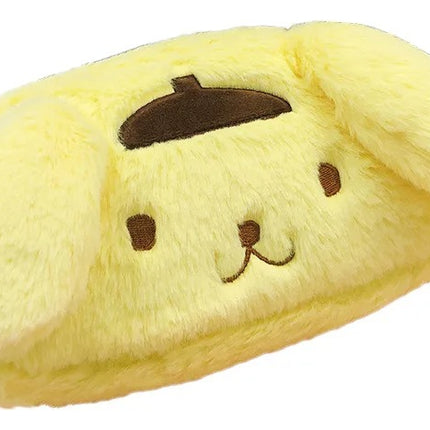Lapicera de Peluche Pompompurin Sanrio con Cierre Grueso, Estuche Escolar Suave