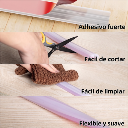 1m Tira Ducha Burlete Adhesivo Silicona Barrera Agua Baño